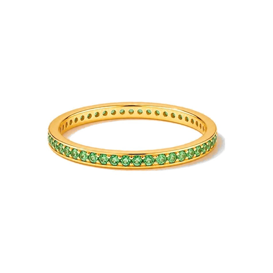 Anillo de Dama Oro 14k Eternity Circonios Verdes