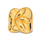 Anillo de Dama Oro 10k Abultado Hoja Asimétrica