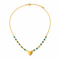 Cadena con Dije Corazón y Piedras Verdes Oro 14k