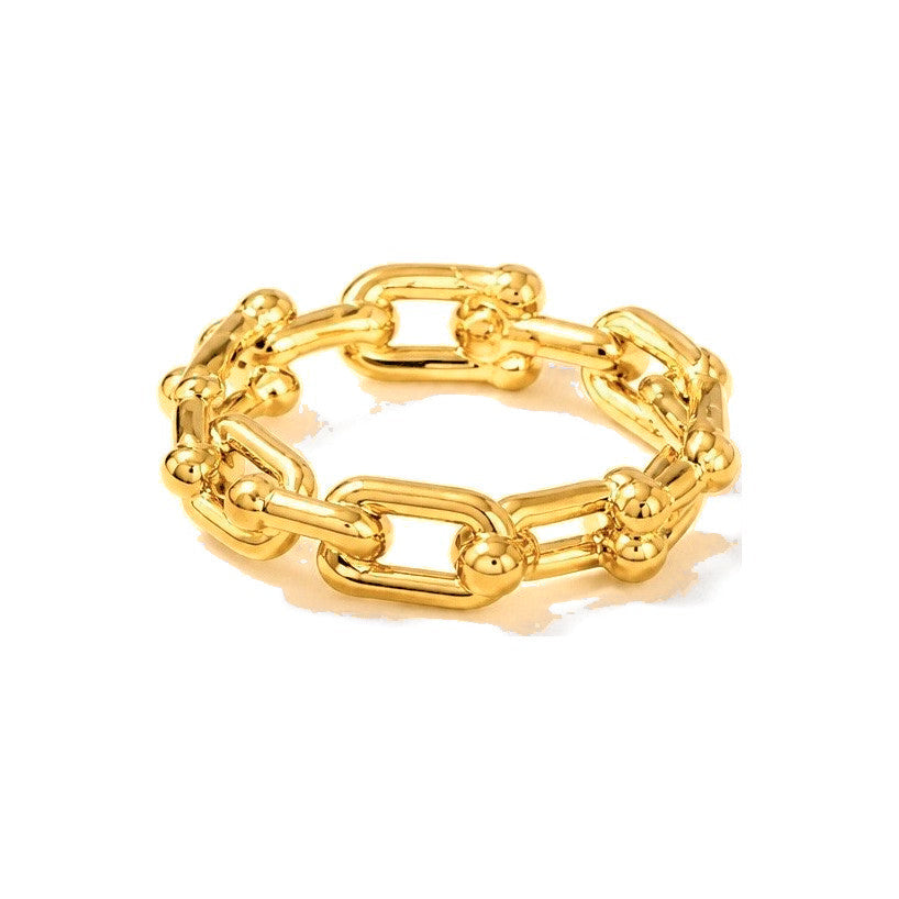 Anillo de Dama Oro 10k Cadena Eslabones Rectangulares