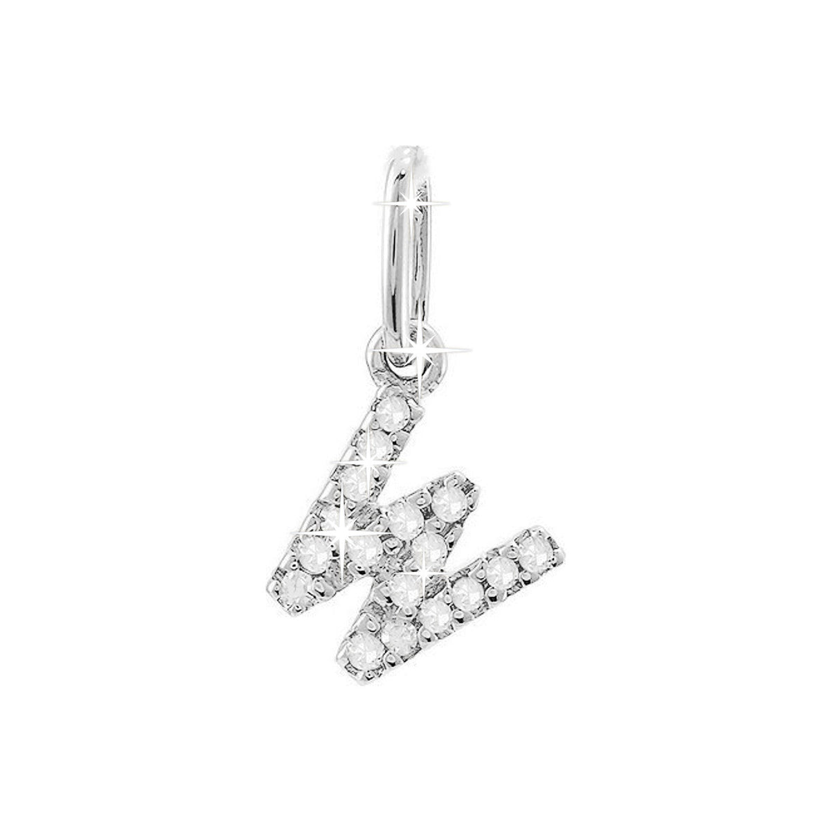 12mm Dije Oro Blanco 14k Inicial Pavé con Diamantes Naturales