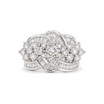 Anillo de Dama Oro Blanco 14k Nudo con Diamantes Naturales