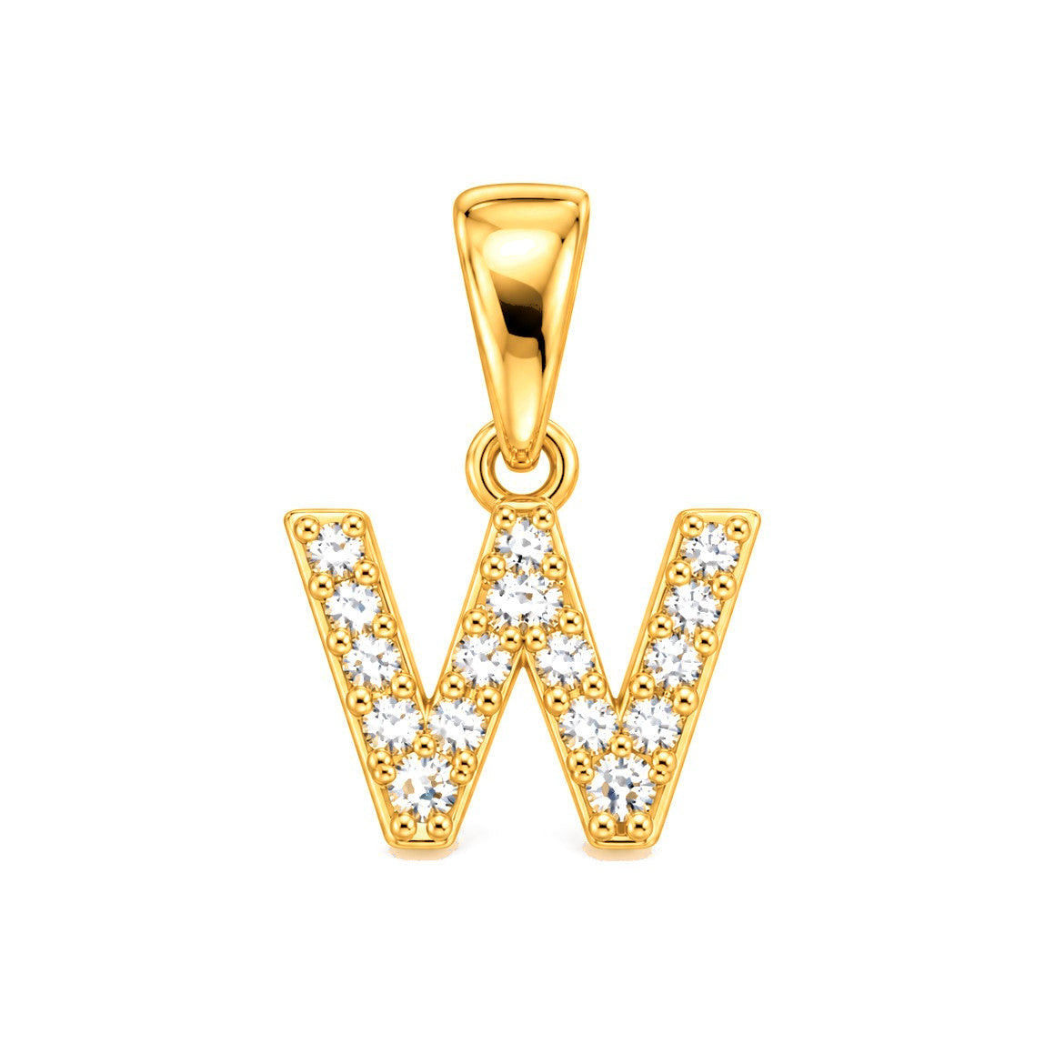 7x7mm Dije Letra W Oro 10k con Diamantes Naturales