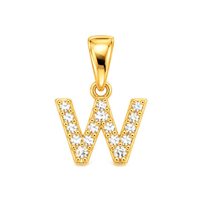 7x7mm Dije Letra W Oro 10k con Diamantes Naturales