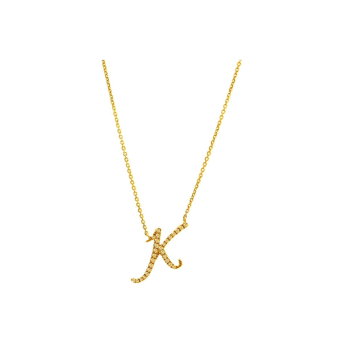 11mm Collar Oro 14k Inicial Pavé con Diamantes Naturales