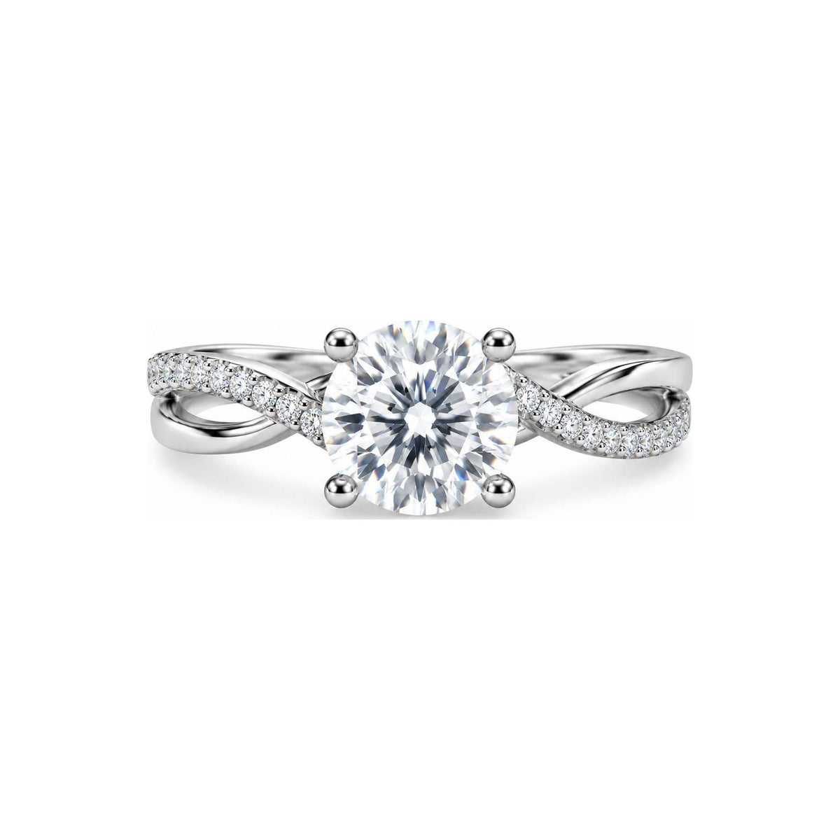 Anillo de Compromiso Solitario Banda Entrelazada Moissanite S925