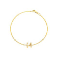 7mm Brazalete de Dama Oro 14k Inicial Pavé con Diamantes Naturales