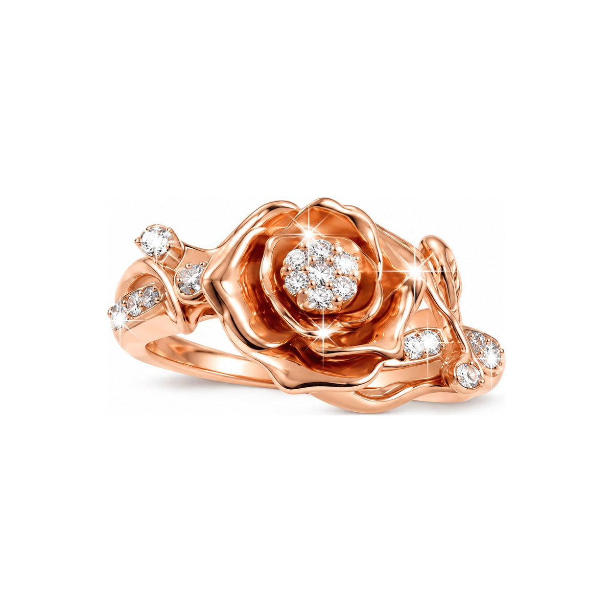 Anillo de Dama Oro Rosa 10k Rosa con Diamantes Naturales