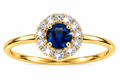 Anillo de Dama Oro 14k Halo Zafiro con Diamantes Naturales