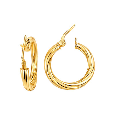 3mm x 25mm Aretes de Dama Oro 10k Argolla Torcida