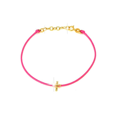 6x9mm Brazalete de Dama Oro 14k Cruz Pavé con Diamantes Naturales