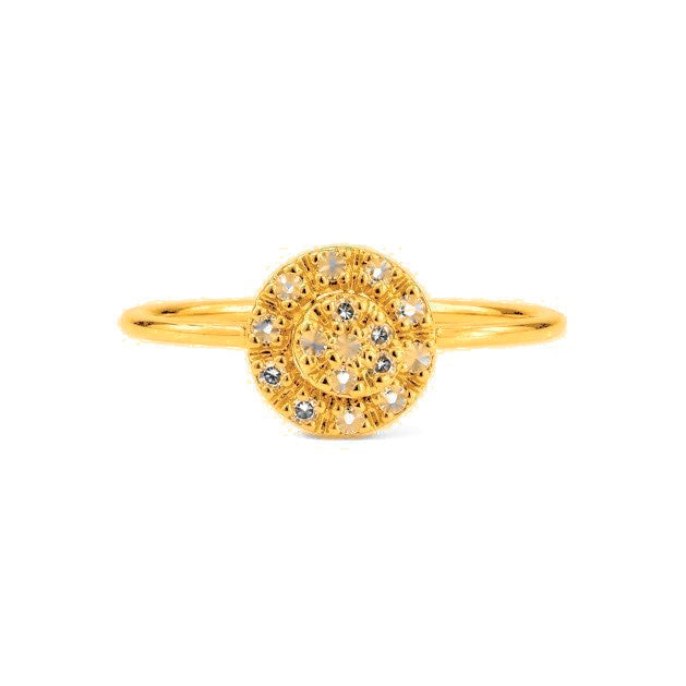 Anillo de Dama Oro 14k Circular Pavé Doble
