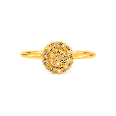 Anillo de Dama Oro 14k Circular Pavé Doble