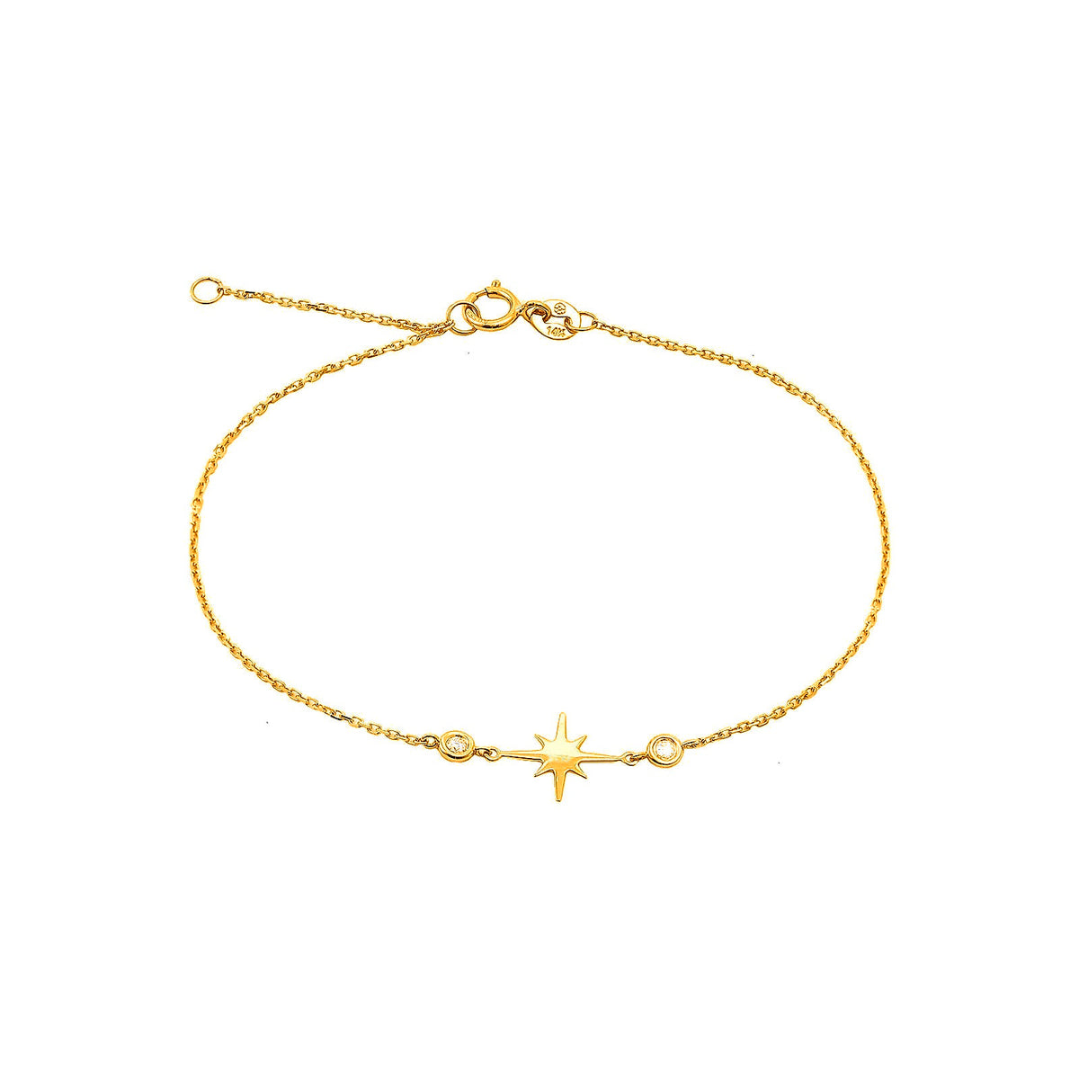 Brazalete de Dama Oro 14k Estrella con Diamantes Naturales