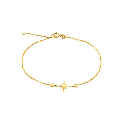 Brazalete de Dama Oro 14k Estrella con Diamantes Naturales
