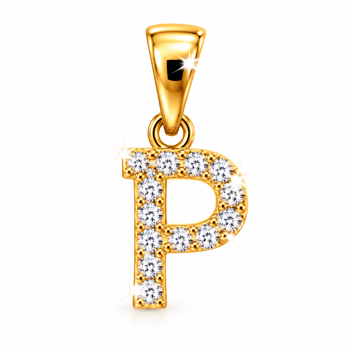 Dije Letra P Oro 10k con Diamantes Naturales