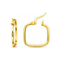 Aretes de Dama Oro 14k Argolla Cuadrada Delgada