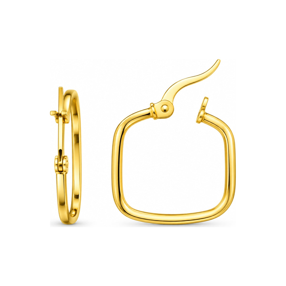 Aretes de Dama Oro 14k Argolla Cuadrada Delgada