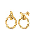 Aretes de Dama Oro 10k Aro Torcido Colgante con Nudo Triple