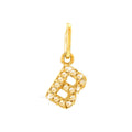 12mm Dije Oro 14k Inicial Pavé con Diamantes Naturales