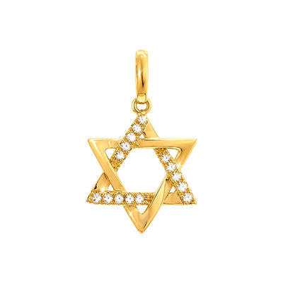 Dije Estrella de David Oro 14k con Diamantes Naturales