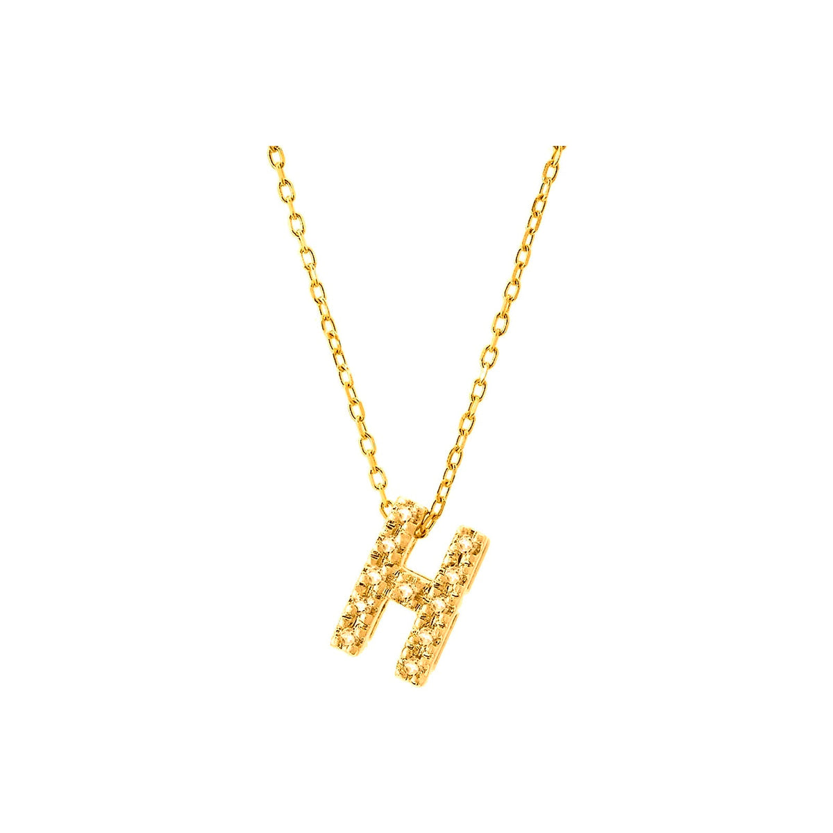 7mm Collar Oro 14k Inicial Pavé con Diamantes Naturales