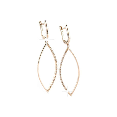 Aretes de Dama Oro Rosa 14k Colgantes Pavé con Diamantes Naturales