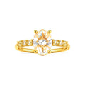 Anillo de Dama Oro 10k Solitario Ovalado con Circonios Laterales