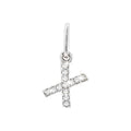 12mm Dije Oro Blanco 14k Inicial Pavé con Diamantes Naturales