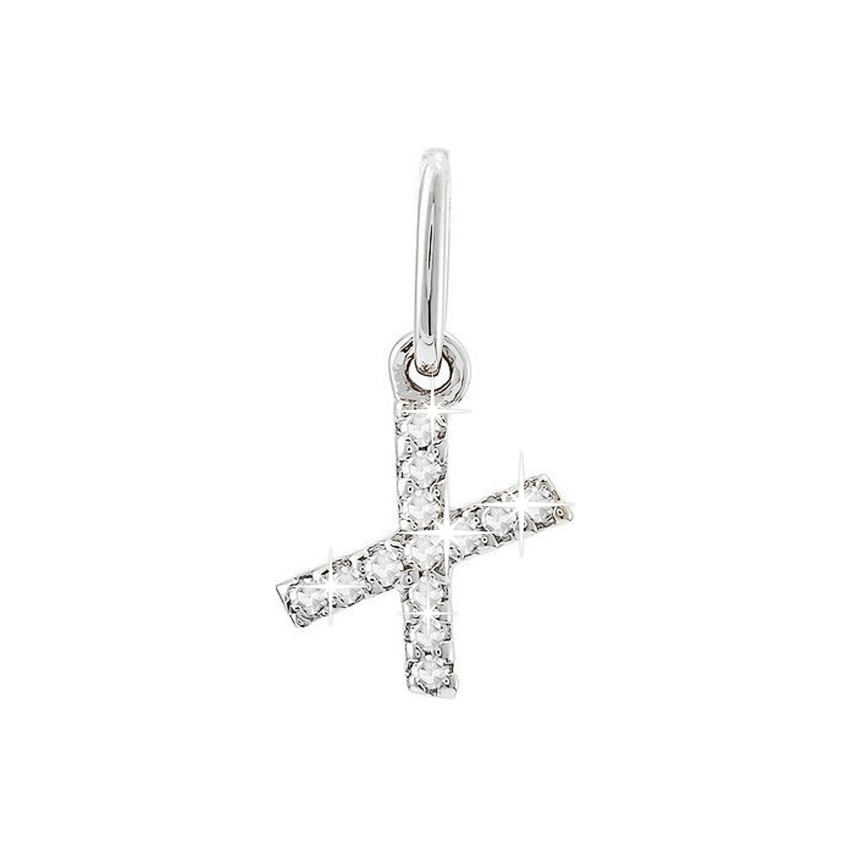 12mm Dije Oro Blanco 14k Inicial Pavé con Diamantes Naturales