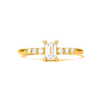 Anillo de Dama Oro 14k Esmeralda Blanca con Circonios