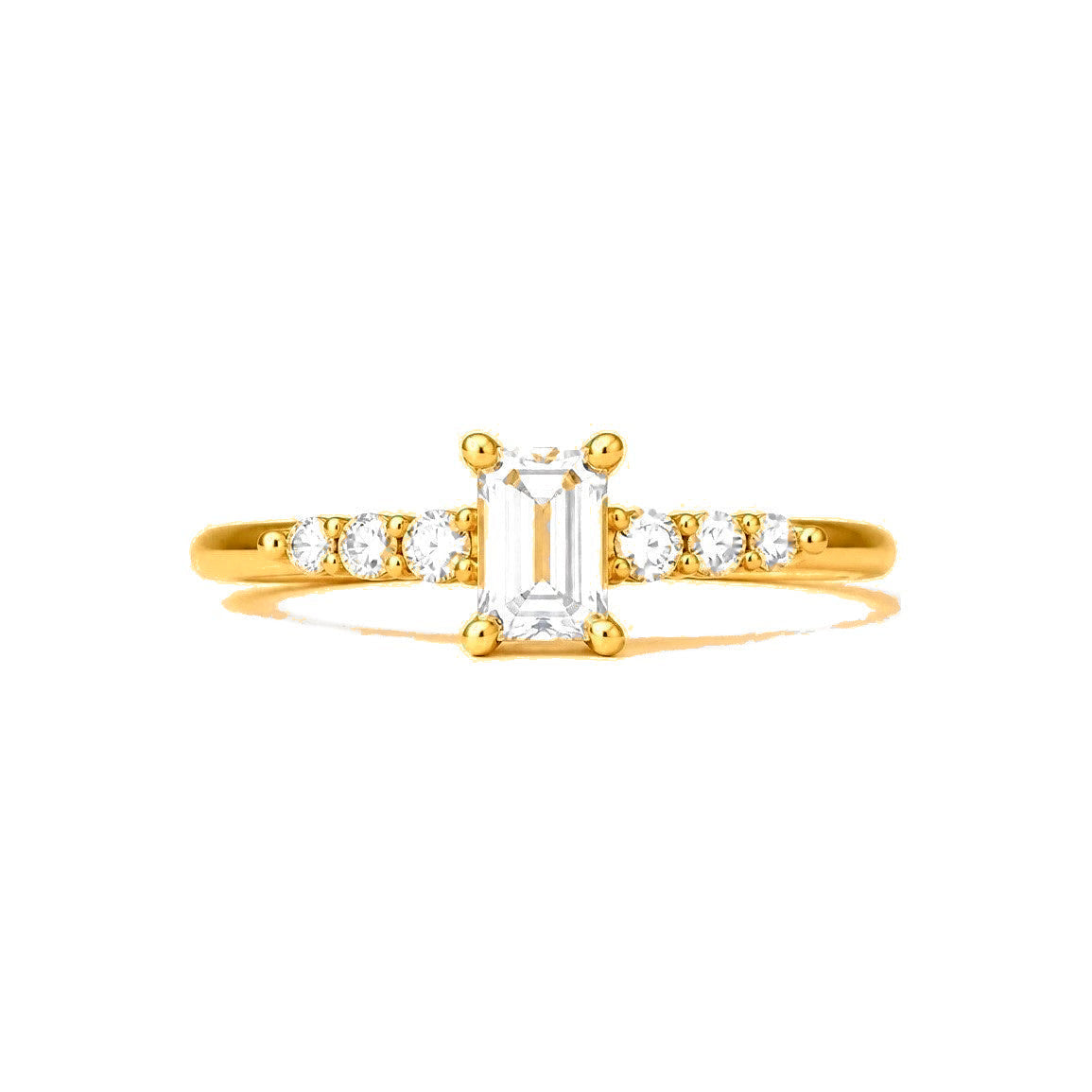 Anillo de Dama Oro 14k Esmeralda Blanca con Circonios