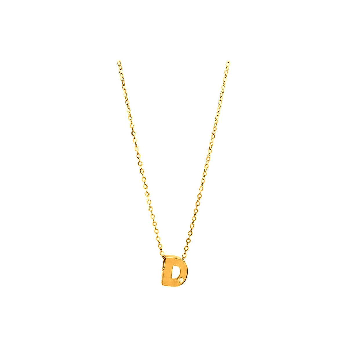8mm Collar Oro 14k Inicial con Diamantes Naturales
