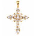 Dije Cruz Radiante Oro 14k con Diamantes Naturales