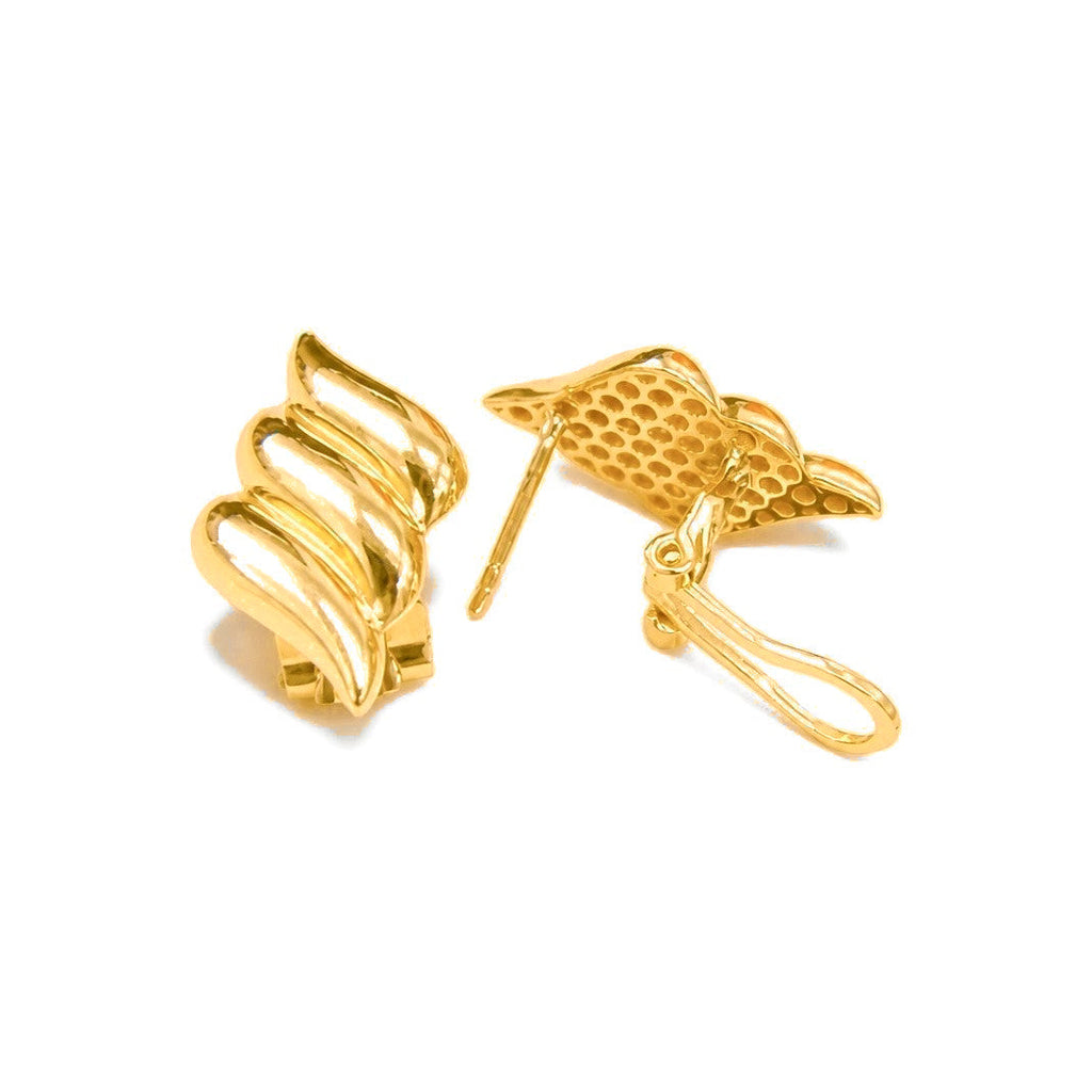 Aretes de Dama Oro 10k Flama Estriada