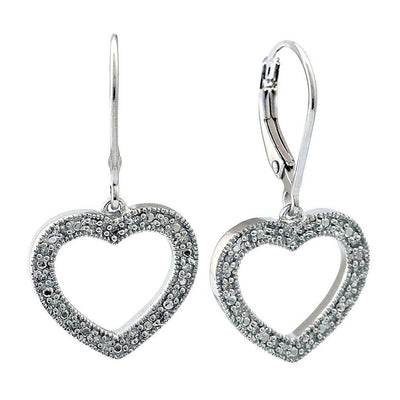 Pre Orden - Aretes de Dama Plata 925 Colgantes Corazón Calado con Circonios