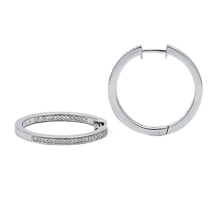 Aretes de Dama Plata 925 Arracadas Medianas Dentro y Fuera con Circonios