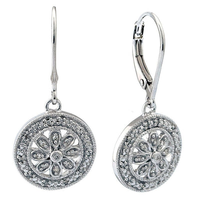 Pre Orden - Aretes de Dama Plata 925 Colgantes Medallón Flor con Circonios