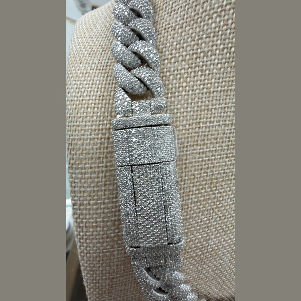 17MM Cadena Cubana Pavé Cierre Nuevo Moissanite S925