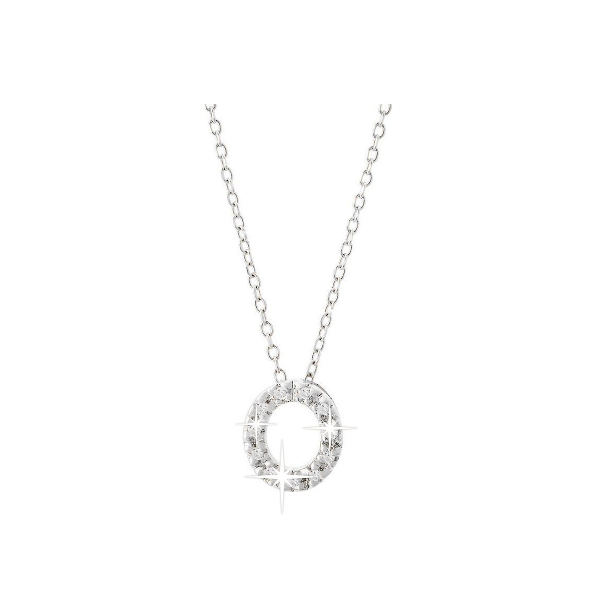 7mm Collar Oro Blanco 14k Inicial Pavé con Diamantes Naturales