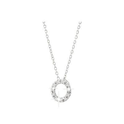 7mm Collar Oro Blanco 14k Inicial Pavé con Diamantes Naturales
