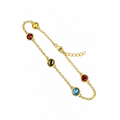 Brazalete de Dama Oro 10k Cadena Fina con Circonios de Colores