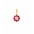 Dije Flor de Rubíes con Diamantes Naturales Oro 14k