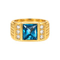Anillo de Hombre Oro 10k Piedra Azul con Circonios