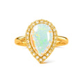 Anillo de Dama Oro 10k Ópalo en Gota con Halo