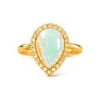 Anillo de Dama Oro 10k Ópalo en Gota con Halo