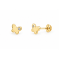 Aretes para Bebé Oro 14k Mariposa con Circonio