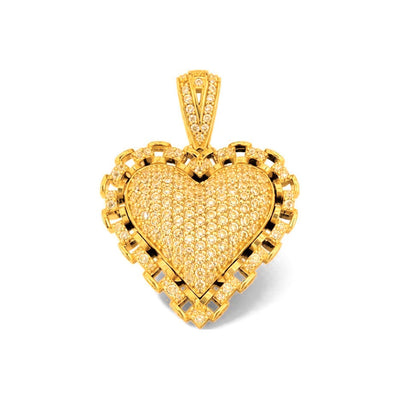Dije Corazón Oro 14k Pavé Circonios