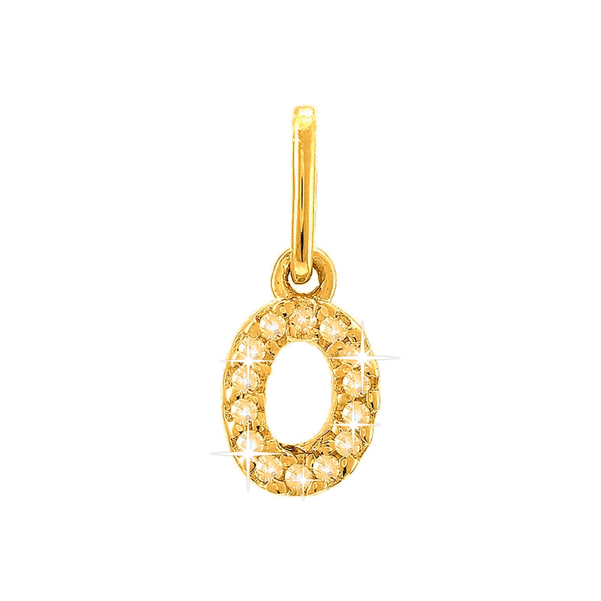 12mm Dije Oro 14k Inicial Pavé con Diamantes Naturales