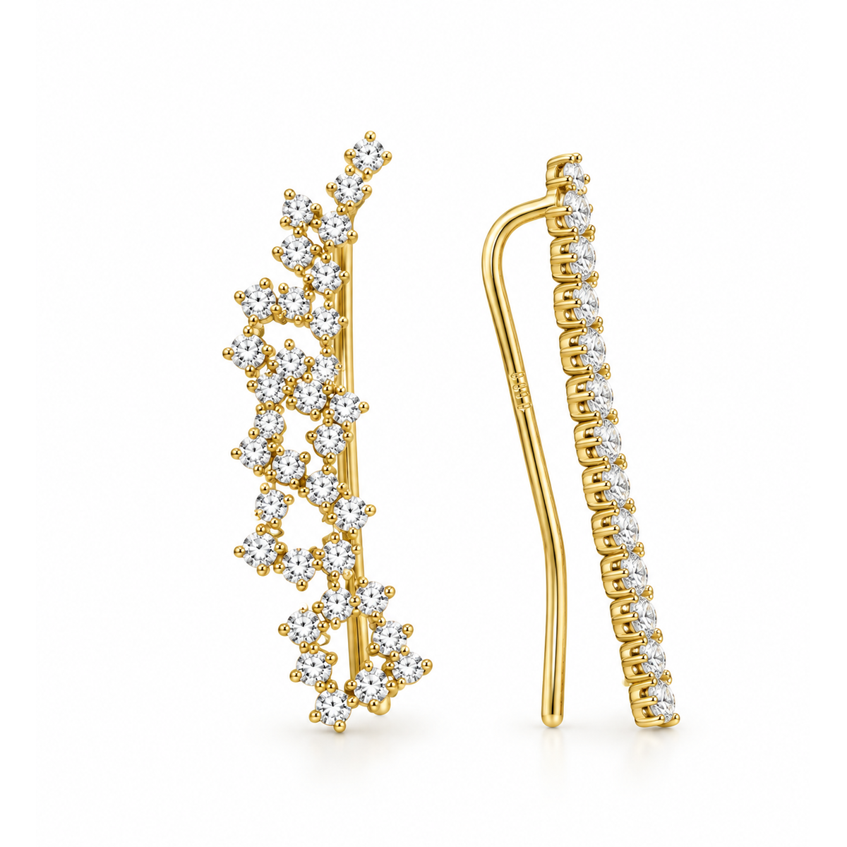 Aretes de Dama Oro 10k Trepador con Circonios